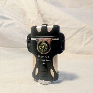 SWAT Tactical Lighter G Gear Black Pocket Lighter with Compass - Dual Flame